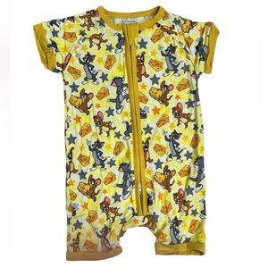NWOT Oak & Ollie Baby Bamboo Shorties One Piece Tom & Jerry Print - Size 12-18M